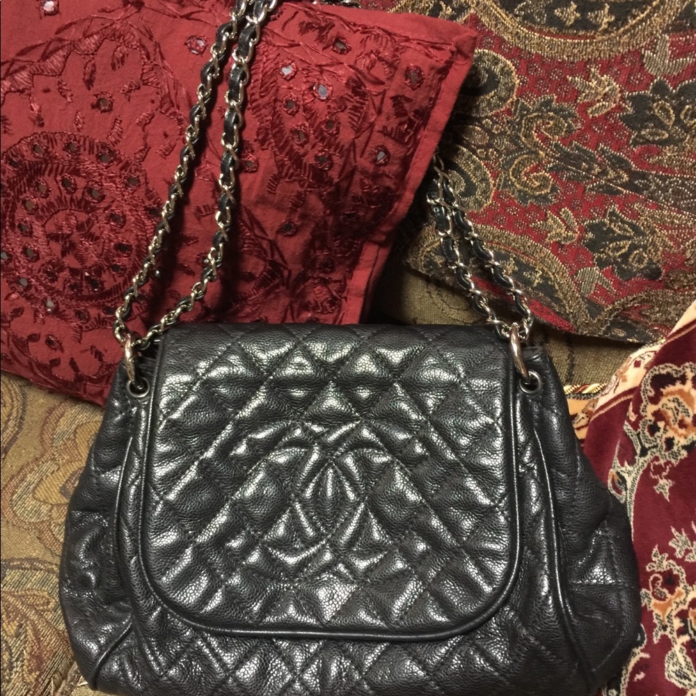 SOLD!  Chanel Black Quilted Leather Flap Handbag